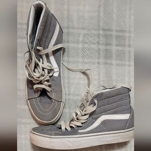 Vans Gray High-Top Sneakers with White Accents Women's 6.5, Or Men's 5.0
